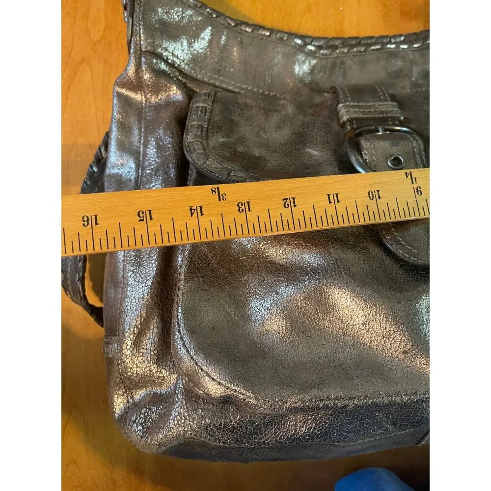 Coach Dillan Hobo Shoulder Bag Metallic Brown Stitch Lrg Leather Crossbody 15435